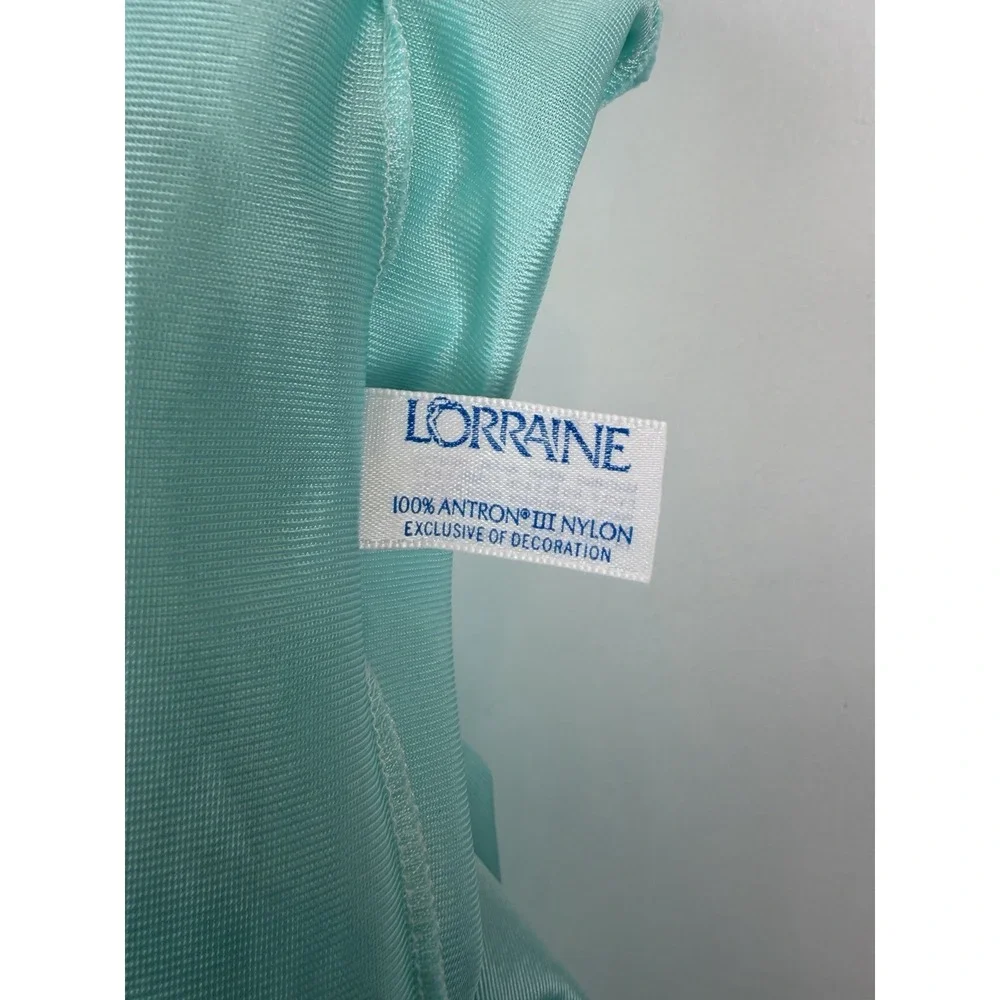 Vintage Lorraine Nightgown Robe Womens Small Button Mint Green Satin USA